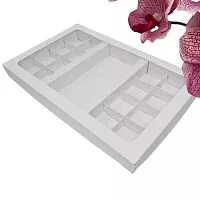 Коробка под 16 конфет и плитку, белая 30*19,5*3,5см