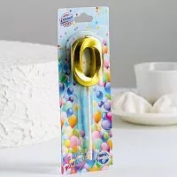 Свеча цифра "0" Грань, золото