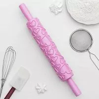 Скалка фактурная сердца, 25см