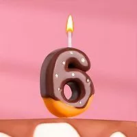 Свеча цифра "6" Шоколадная глазурь 7см