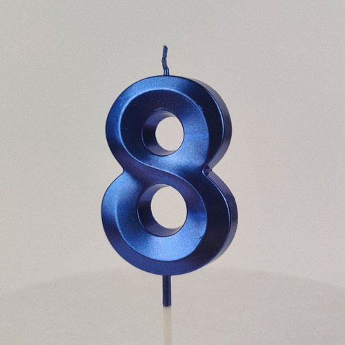 Свеча цифра "8", синяя