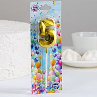 Свеча цифра "5" Грань, золото