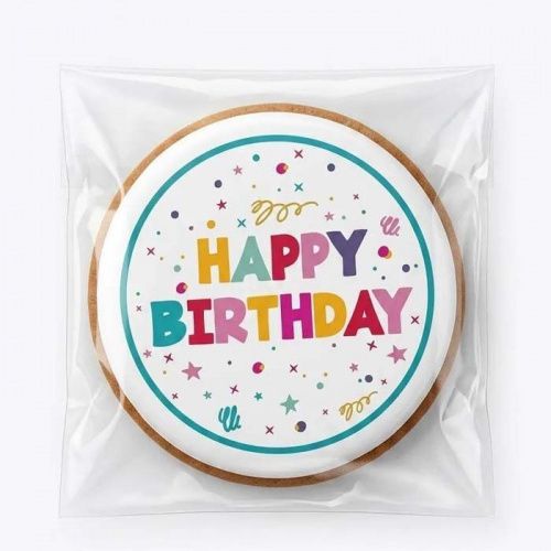 Пряник имбирный "Happy Birthday " круг, 7см Пряник имбирный "Happy Birthday " круг, 7см