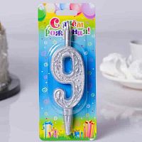 Свеча для торта "Серебряный узор" №9