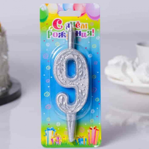 Свеча для торта "Серебряный узор" №9