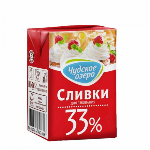 Сливки "Чудское озеро" 33%, 0,2л.
