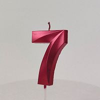 Свеча цифра "7", красная