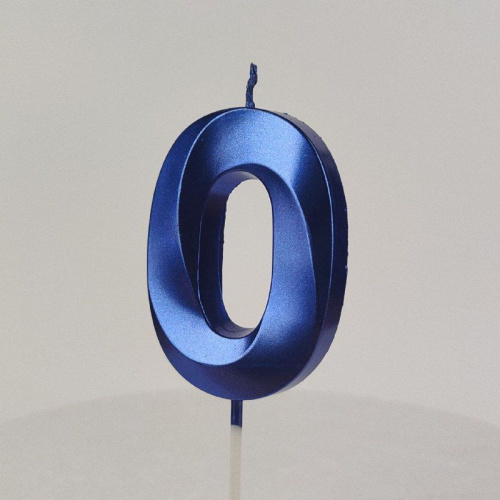Свеча цифра "0", синяя