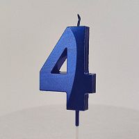 Свеча цифра "4", синяя