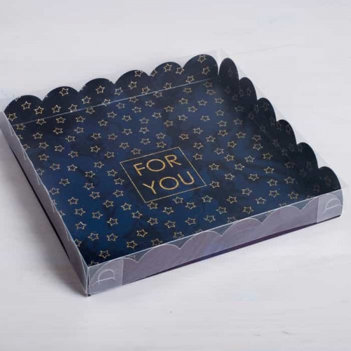 Коробка для кондитерских изделий "For you" 21*21*3см