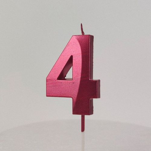 Свеча цифра "4", красная Свеча цифра "4", красная