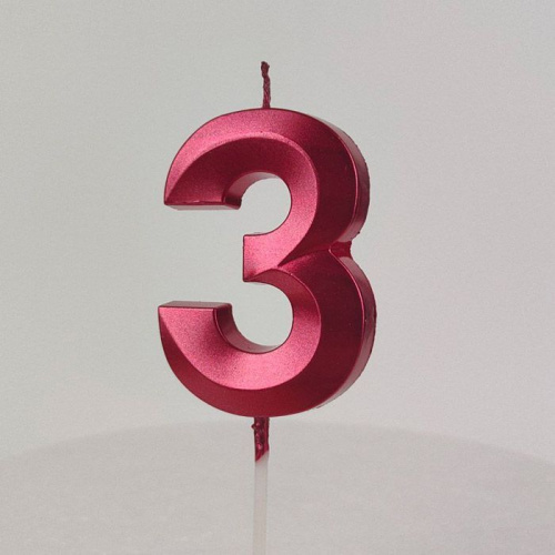 Свеча цифра "3", красная Свеча цифра "3", красная