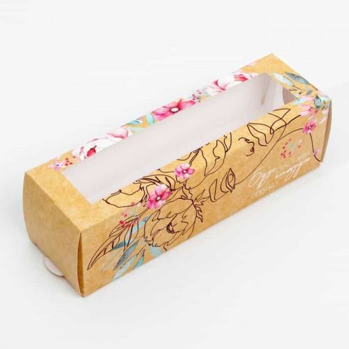 Коробка для макаронс "Буду счастлива каждую секунду", 18*5,5*5,5см