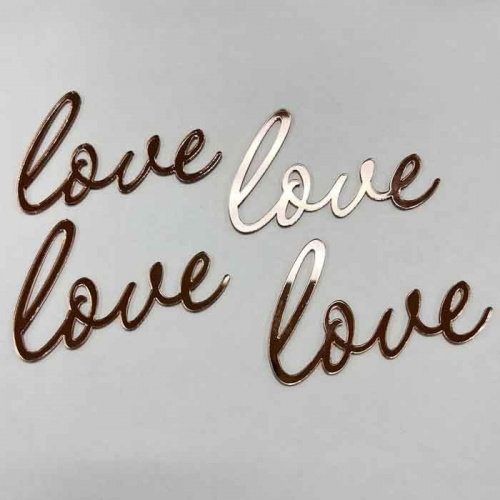 Набор зеркальных топперов изящных "Love" розовое золото, 4 шт Набор зеркальных топперов изящных "Love" розовое золото, 4 шт