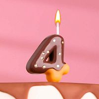 Свеча цифра "4" Шоколадная глазурь 7см