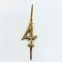 Топпер-свеча "4" пластик, золото