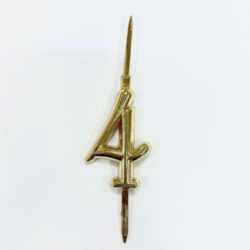 Топпер-свеча "4" пластик, золото