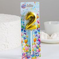 Свеча цифра "2" Грань, золото